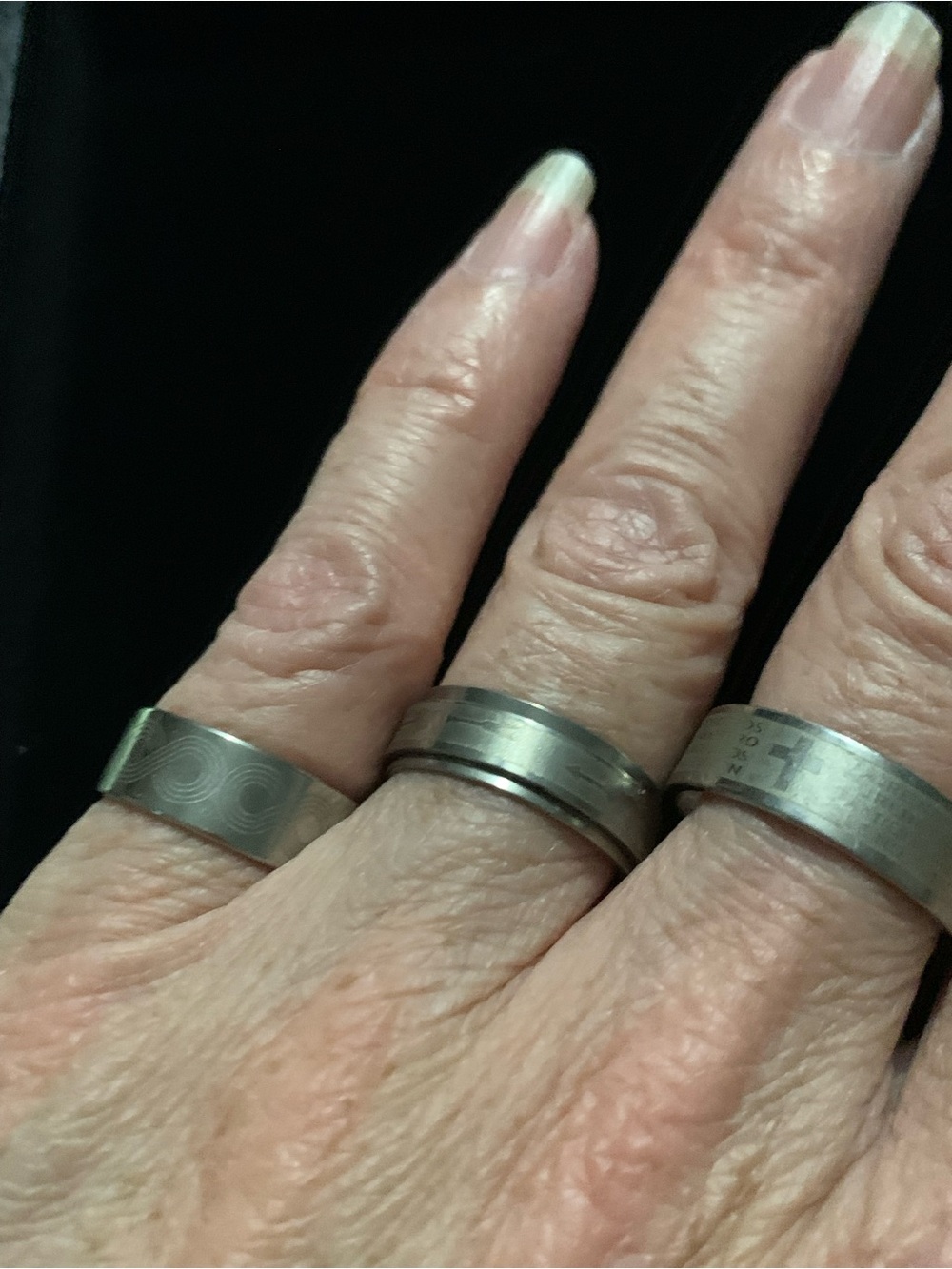 Set of 3 Stackable Modern Minimalist Silver-Tone Stainless Steel Band Rings